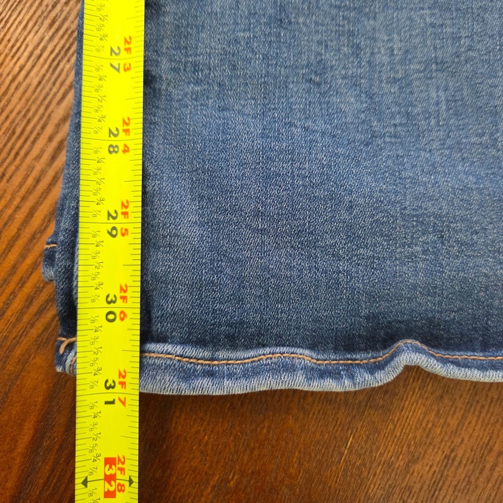 American Eagle Bootcut Jeans Mid Rise Raw Hem Stretch Medium‎ Wash - Picture 10 of 11